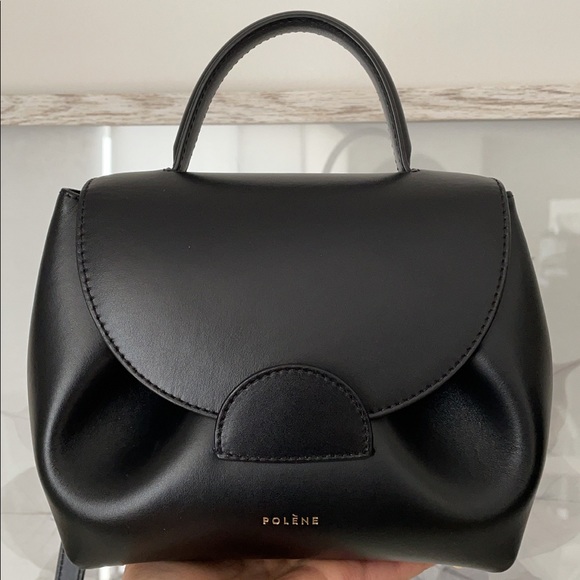 Polène Numero Un Nano in black smooth leather